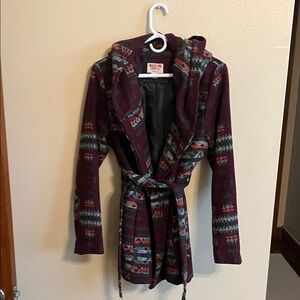 Mossimo Supply Co. Red and Gray Hooded Coat